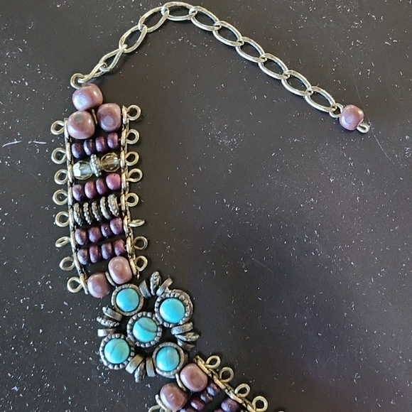 Beaded Brass Turquoise Chain Bracelet - Picture 7 of 9